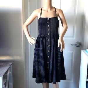 Forever 21 Black/White Striped Spaghetti Strap dress size M